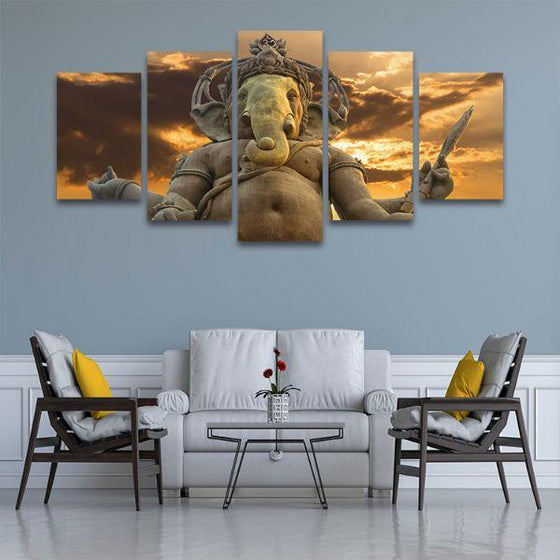 Elephant God Ganesha Canvas Wall Art Set