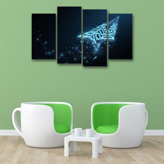 Follow Your Dreams 4 Panels Canvas Wall Art Office