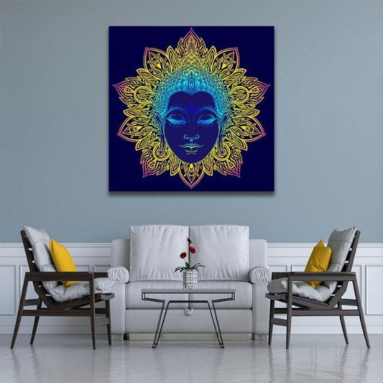 Esoteric Buddha Face Canvas Wall Art Living Room