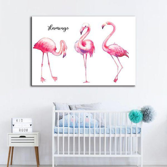 Exotic Pink Flamingos Canvas Wall Art Nursery