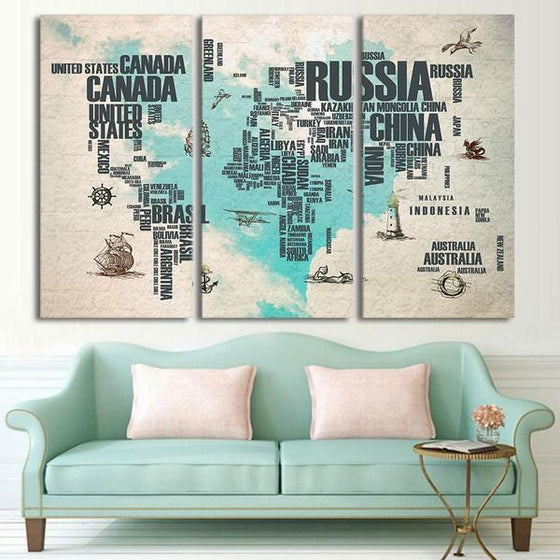 Extra Large World Map Wall Art Canvas