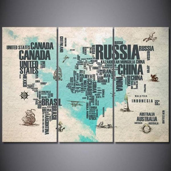 Extra Large World Map Wall Art Decors