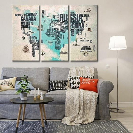Extra Large World Map Wall Art