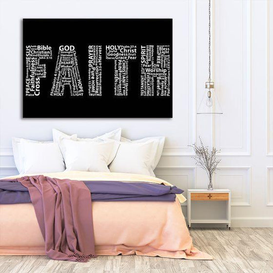 Faith In White Letters Canvas Wall Art Bedroom