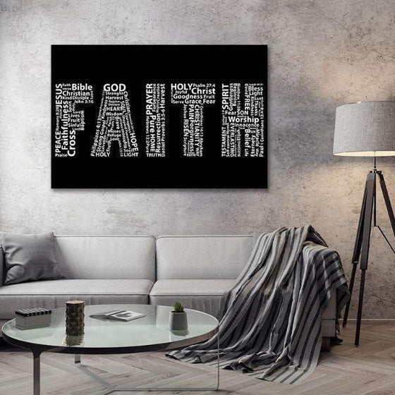 Faith In White Letters Canvas Wall Art Living Room
