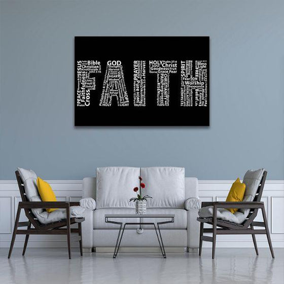 Faith In White Letters Canvas Wall Art Print