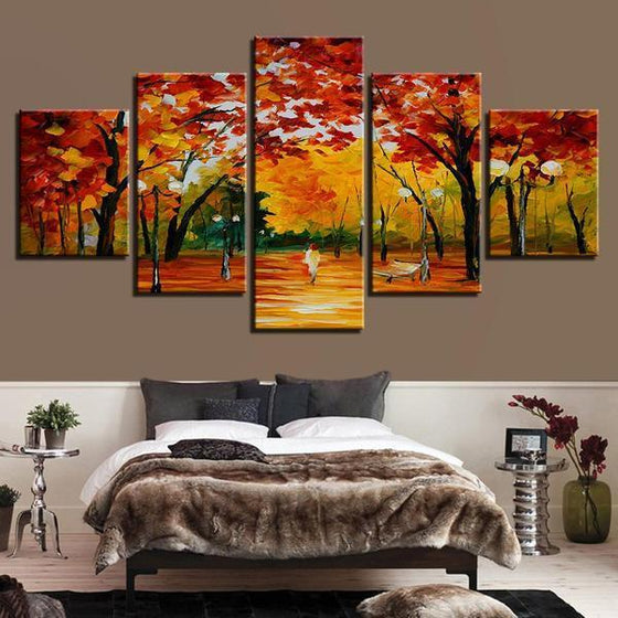 Autumn Trees At The Park Canvas Wall Art Bedroom
