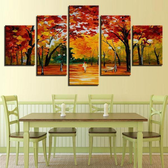 Autumn Trees At The Park Canvas Wall Art Dining Room