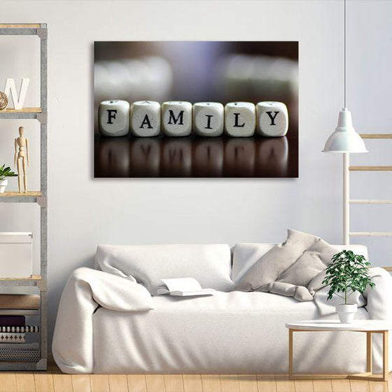Family Lettered Dice Canvas Wall Art Living Room