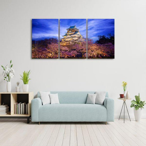 Famous Osaka Castle 3 Panels Canvas Art Print