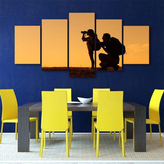 Father & Daughter Silhouette 5-Panel Canvas Wall Art Dining Room