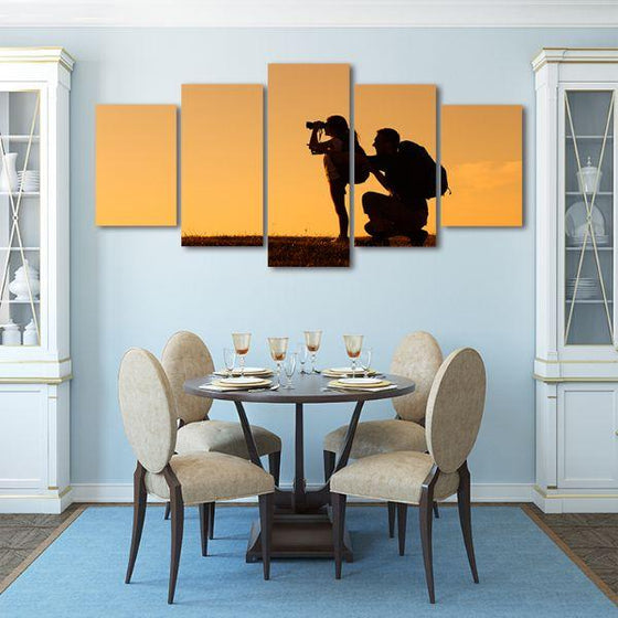 Father & Daughter Silhouette 5-Panel Canvas Wall Art Kitchen