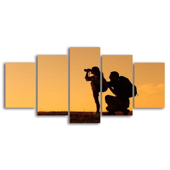Father & Daughter Silhouette 5-Panel Canvas Wall Art