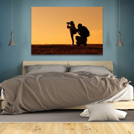 Father & Daughter Silhouette Canvas Wall Art Bedroom