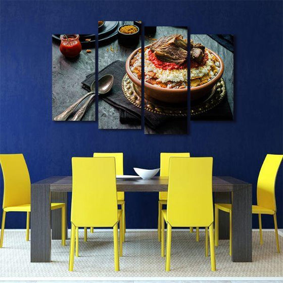 Fatteh With White Rice 4 Panels Canvas Wall Art Dining Room