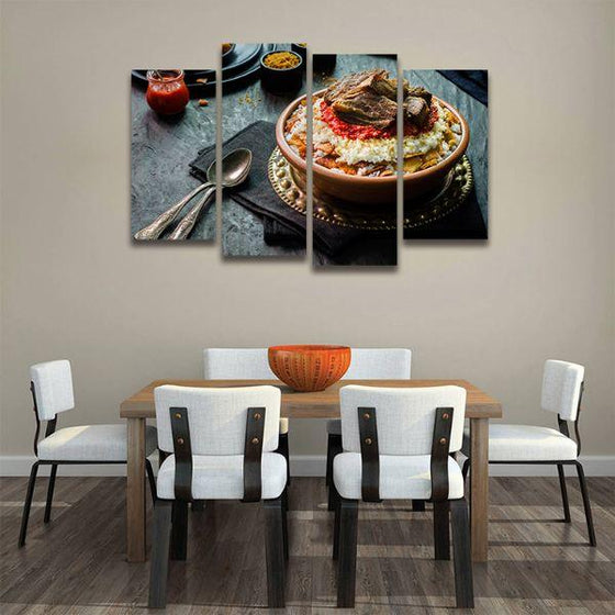 Fatteh With White Rice 4 Panels Canvas Wall Art Prints