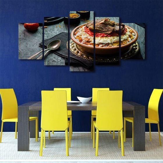 Fatteh With White Rice 5 Panels Canvas Wall Art Dining Room