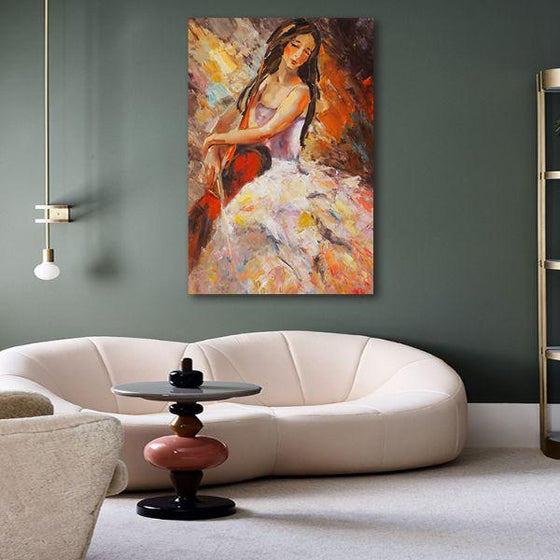 Female Cellist Canvas Wall Art Living Room