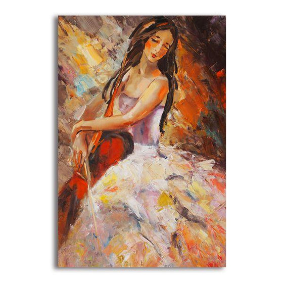 Female Cellist Canvas Wall Art