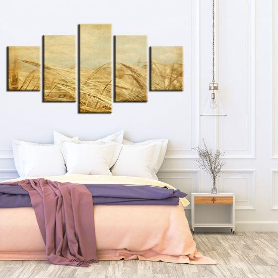 Field Of Golden Wheat 5 Panels Canvas Wall Art Bedroom