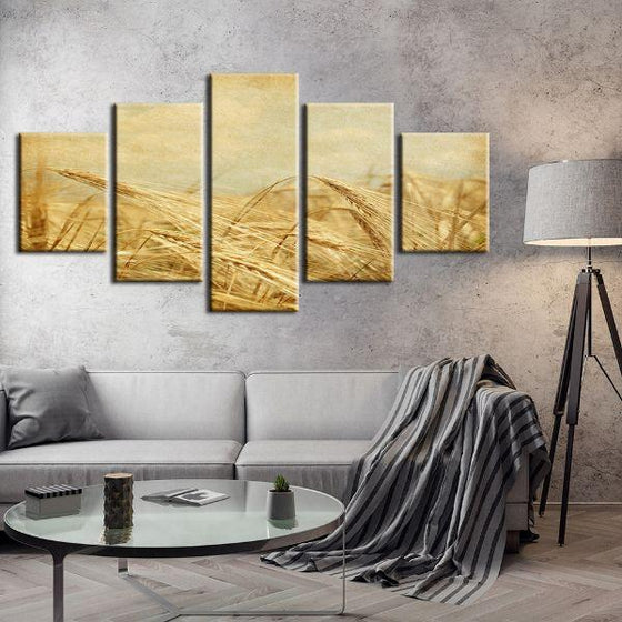 Field Of Golden Wheat 5 Panels Canvas Wall Art Living Room