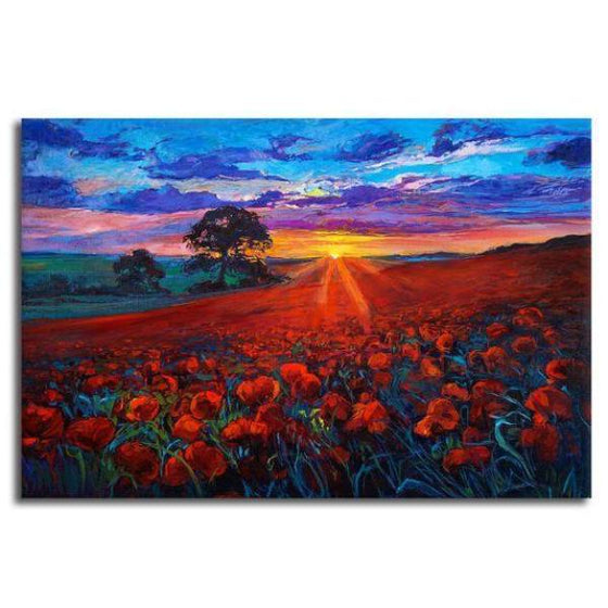Field Of Red Poppies Wall Art Decor