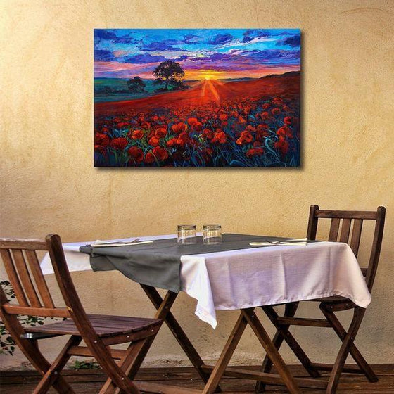 Field Of Red Poppies Wall Art Dining Room