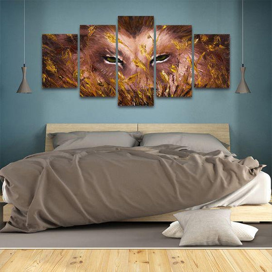 Fierce Wild Lion 5 Panels Canvas Wall Art Bedroom