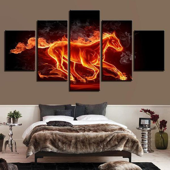 Fiery Running Horse Wall Art Bedroom