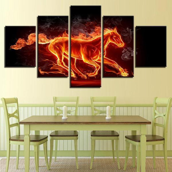 Fiery Running Horse Wall Art Dining Room