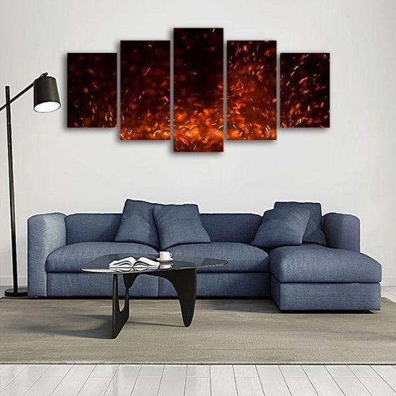 Fire Embers 5 Panels Canvas Wall Art Living Room