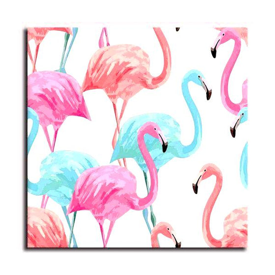 Flamingos Seamless Pattern Canvas Wall Art