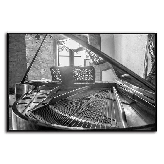 Black & White Grand Piano 1 Panel Canvas Wall Art