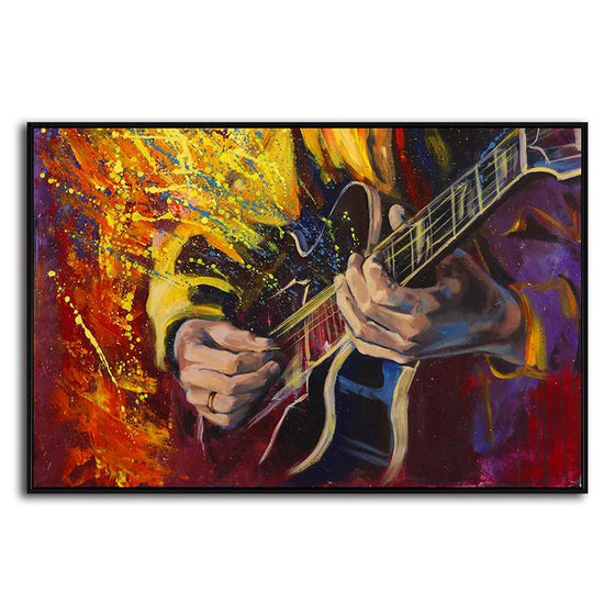 Colorful Acoustic Guitar 1 Panel Canvas Wall Art