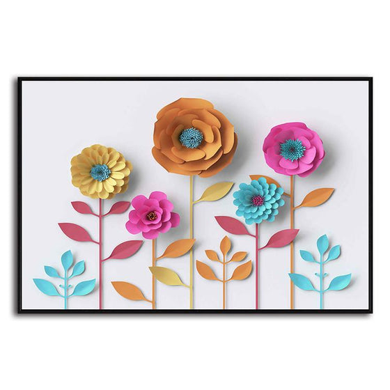 Colorful Paper Flowers Canvas Art