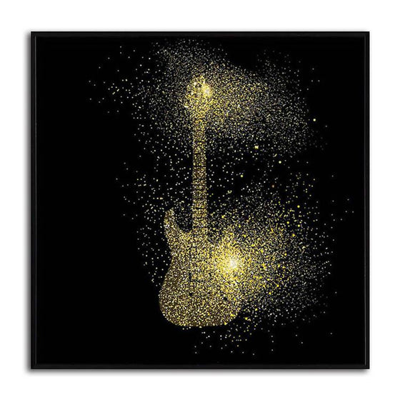 Golden Electric Guitar Canvas Art