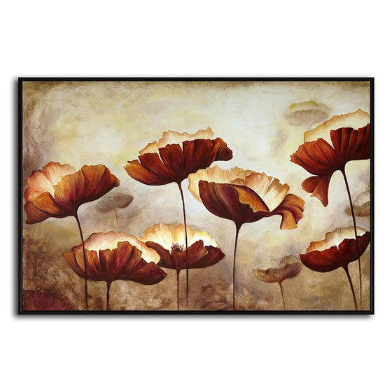 Brown Flowers 1 Panel Canvas Wall Art