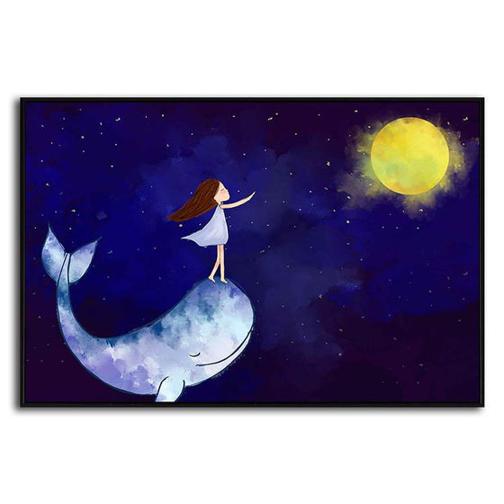 Girl Standing On A Whale Canvas Art
