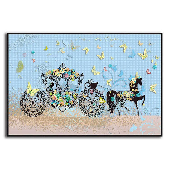 Colorful Floral Carriage Canvas Art