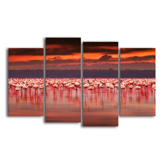 Flock Of Flamingos Canvas Wall Art