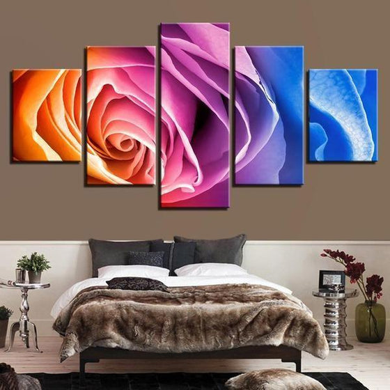 Rainbow Colored Rose Canvas Wall Art Bedroom