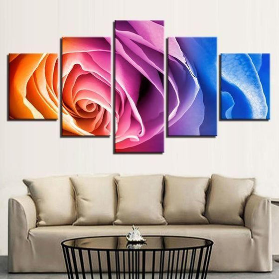 Rainbow Colored Rose Canvas Wall Art
