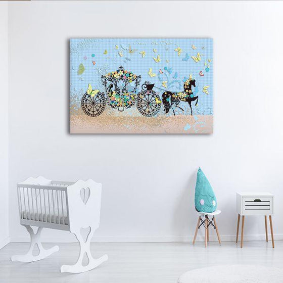 Floral Carriage Canvas Wall Art Print