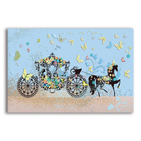 Floral Carriage Canvas Wall Art
