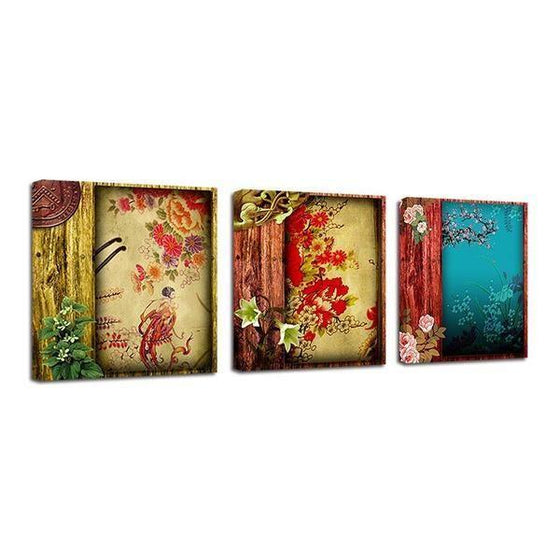 Chinese Flower Pattern Canvas Wall Art  Prints
