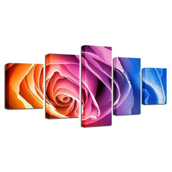 Rainbow Colored Rose Canvas Wall Art Ideas