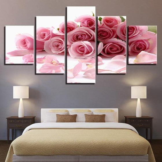 Bouquet Of Pink Roses Canvas Wall Art Bedroom