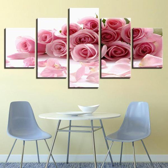 Bouquet Of Pink Roses Canvas Wall Art