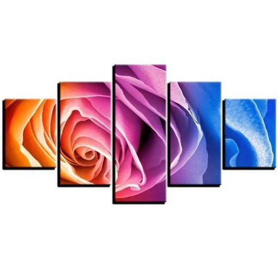 Rainbow Colored Rose Canvas Wall Art Prints