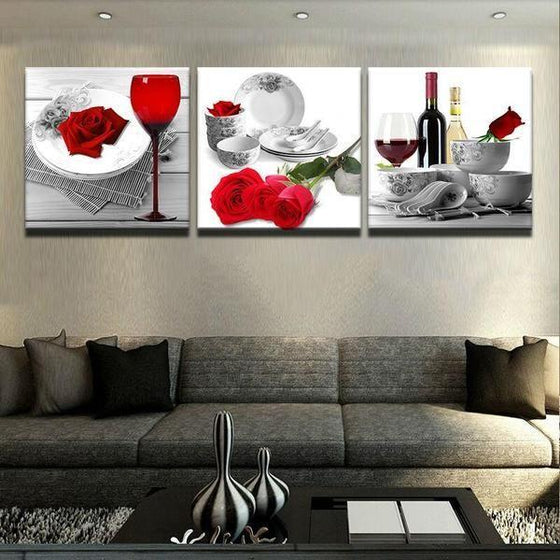 Bright Red Roses Canvas Wall Art Living Room Decor